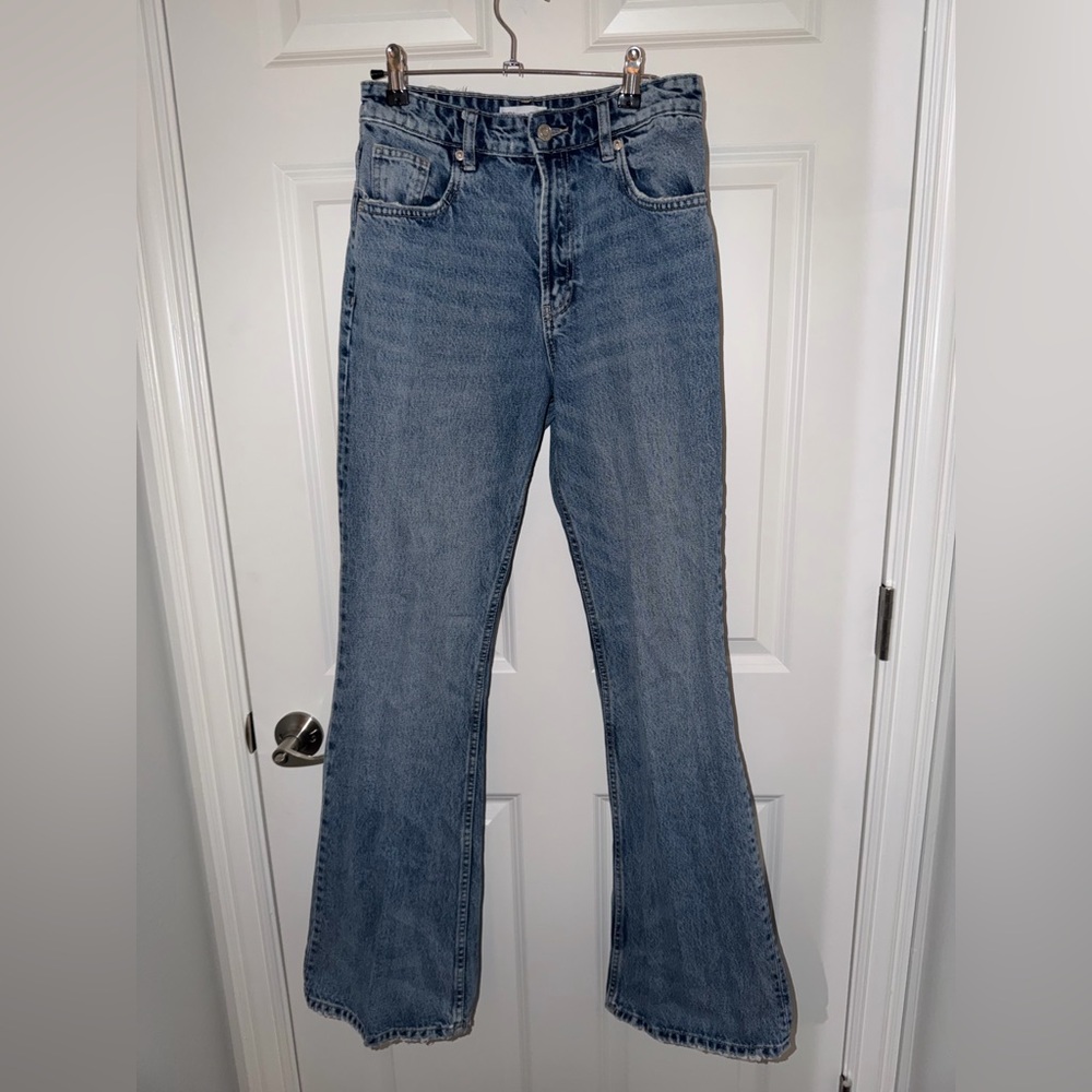 Zara Light Blue Flare high waist Jeans